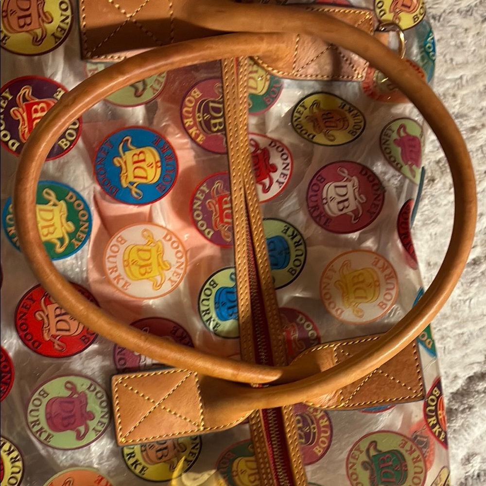 Dooney & Bourke Red and Yellow Travel Bag with Leather Trim - Picture 2 of 4